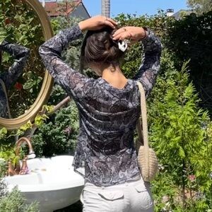 New York & Company Black sheer button up